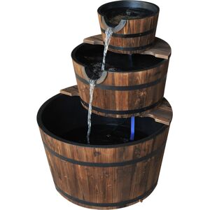 Outsunny Wooden Water Pump Fountain Cascading Feature Barrel Garden Deck (3 Tier)