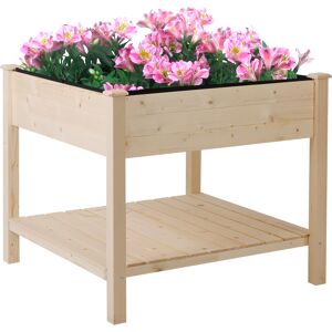 Outsunny Wooden Planter Elevated Garden Planting Bed Stand Outdoor Flower Box w/ Storage Shelf