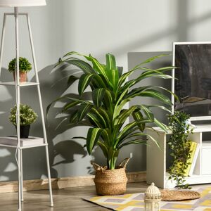 Outsunny 110cm/3.6FT Artificial Dracaena Tree Decorative Plant 40 Leaves with Nursery Pot, Fake Tropical Tree for Indoor Outdoor Décor