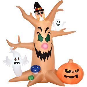 HOMCOM 8ft Inflatable Halloween Haunted Tree w/ Jack-o-lantern, Ghosts & Owl, Blow-Up Outdoor LED Display w/ Rotating Colourful Light