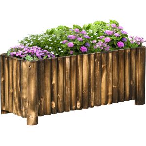 Outsunny Raised Flower Bed Wooden Rectangualr Planter Container Box Wood 4 Feet