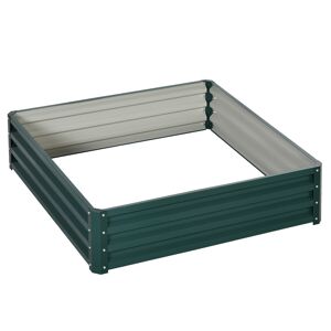 Outsunny Metal Raised Garden Bed, Square Planter Box for Vegetables, Flowers, Herbs, Weatherized Steel, 120 x 120 x 30 cm, Green
