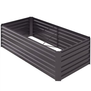Outsunny Galvanised Steel Raised Garden Bed, 180 x 90 x 59 cm Outdoor Planter with Reinforced Rods, Dark Grey