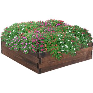 Outsunny Raised Garden Bed Wooden Planter Box for Outdoor Patio Plant Flower Vegetable Growing, 80L x 80W x 22.5H cm