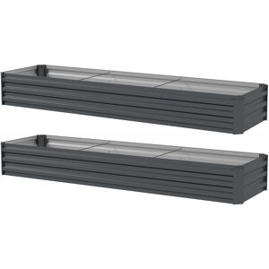 Outsunny 60 x 240cm Galvanised Steel Planter, with Open Bottom, Pack of 2