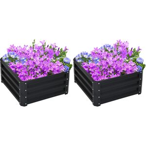 Outsunny Set of 2 Raised Garden Bed, Outdoor Elevated Galvanised Planter Box for Flowers, Herbs, 60x60x30.5cm, Grey Outsunny Set of 2 Raised Garden Bed, Outdoor Elevated Galvanised Planter Box for Flowers, Herbs, 60x60x30.5cm, Grey