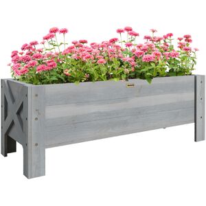 Outsunny 58L Garden Raised Bed Planter Grow Containers for Outdoor Patio Plant Flower Vegetable Pot Fir Wood, 100 x 36.5 x 36 cm, Grey Outsunny 58L Garden Raised Bed Planter Grow Containers for Outdoor Patio Plant Flower Vegetable Pot Fir Wood, 100 x 36.5 x 36 cm, Grey