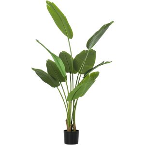 HOMCOM 160cm Tall Artificial Bird of Paradise Plant, Faux Banana Leaf Tree with PEVA Leaves and Flocking, Decorative Palm Tree in Pot for Home Office Decor, Green HOMCOM 160cm Tall Artificial Bird of Paradise Plant, Faux Banana Leaf Tree with PEVA Leaves and Flocking, Decorative Palm Tree in Pot for Home Office Decor, Green