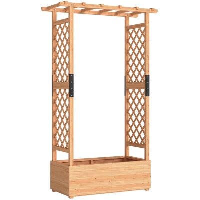 Outsunny Fir Wood 110 x 44 cm Planter and Trellis Garden Bed Outsunny Fir Wood 110 x 44 cm Planter and Trellis Garden Bed