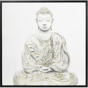 HOMCOM Canvas Wall Art Gold Textured Buddha Sit in Meditation, Wall Pictures for Living Room Bedroom Decor, 83 x 83 cm