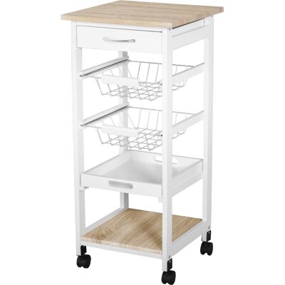 HOMCOM - Kitchen Island Trolley - White - Drawer - Kitchen cart HOMCOM - Kitchen Island Trolley - White - Drawer - Kitchen cart
