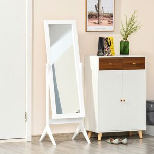 HOMCOM Tall Freestanding Dressing Mirror, Bedroom Full-Length Mirror with Adjustable Angle, 148x47cm, White