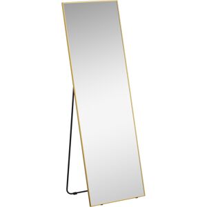 HOMCOM Full-Length Dressing Mirror, Wall-Mounted or Freestanding, Rectangle with Gold Frame, 160 x 50 cm for Bedrooms and Living Rooms, Gold