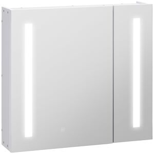 Kleankin Wall Mounted Bathroom Cabinet with LED Lights, Illuminated Mirror Cabinet, Adjustable Shelf, Touch Switch, USB Charge, White.
