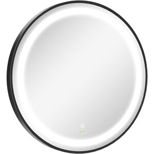 Kleankin LED Bathroom Mirror, Round, Dimmable, Wall-Mounted with 3 Temperature Colours, Memory Function, Hardwired.