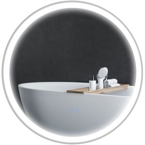 Kleankin Illuminated Bathroom Mirror, LED Circle Mirror with Triple Colour Temperature, Anti-Fog, Aluminium, Hardwired, 70cm, Silver