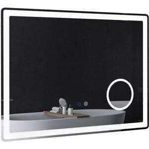 Kleankin LED Illuminated Bathroom Mirror, Dimmable, 3X Magnification, Vanity Mirror with 3 Colour Lighting