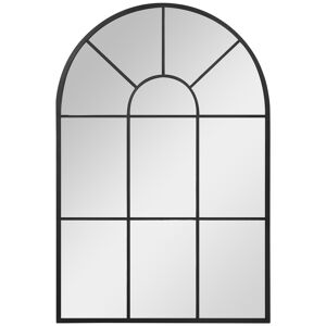 HOMCOM Arched Wall Mirror Modern, 91 x 60 cm, Window Style for Living Room, Bedroom, Sleek Design, Black