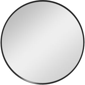 HOMCOM Modern Round Wall Mirror, 61cm Decorative Mirror for Bedroom, Living Room, Bathroom Decor, Black.