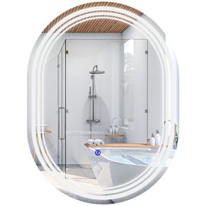 Kleankin LED Illuminated Bathroom Mirror, 700x500mm, Anti-fog with Touch Switch, Can Be Hung Vertically or Horizontally