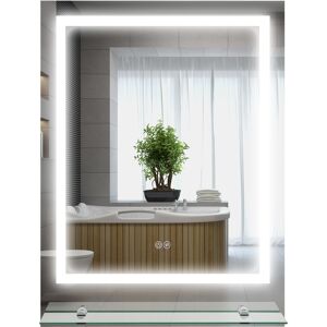 kleankin LED Bathroom Mirror with Lights and Shelf, Illuminated Makeup Mirror, Vanity Mirror with 3 Colour, Smart Touch, Anti-Fog