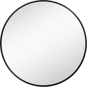 HOMCOM Round Bathroom Mirror, Modern Wall-mounted Vanity Mirror with Aluminium Frame and Easy Install Hook for Living Room, Entryway, 70 x 70cm, Black