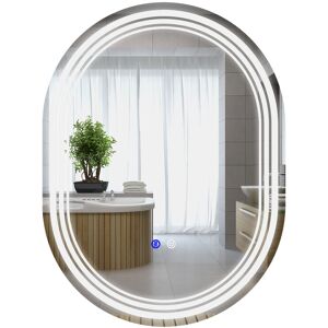 Kleankin LED Illuminated Bathroom Mirror, 700x500mm, Anti-fog with Touch Switch, Can Be Hung Vertically or Horizontally Aosom UK