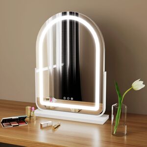 HOMCOM LED Vanity Mirror with Lights, 43 x 59cm Lighted Makeup Mirror with 3 Colour, 360° Rotation, Touch Screen, for Bedroom and Dressing Room, White HOMCOM LED Vanity Mirror with Lights, 43 x 59cm Lighted Makeup Mirror with 3 Colour, 360° Rotation, Touch Screen, for Bedroom and Dressing Room, White