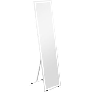 HOMCOM LED Dressing Mirror, Free Standing or Wall Mounted Bedroom Mirror with Dimmable & 3 Colour Lighting, White Aosom UK HOMCOM LED Dressing Mirror, Free Standing or Wall Mounted Bedroom Mirror with Dimmable & 3 Colour Lighting, White Aosom UK