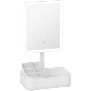 HOMCOM Makeup Mirror with Lights, Rechargeable Vanity Mirror w/ Touch Screen, 2 Lighting Modes and 180° Rotation, White HOMCOM Makeup Mirror with Lights, Rechargeable Vanity Mirror w/ Touch Screen, 2 Lighting Modes and 180° Rotation, White