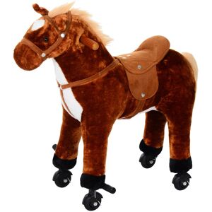 HOMCOM Kids Plush Ride On Walking Horse W/Sound-Brown