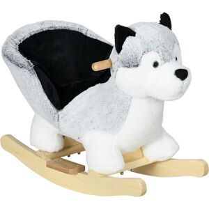 HOMCOM Baby Rocking Horse, Husky-shaped Plush Wooden Child Rocking Animal w/ Seat Belt, Ride on Toy for Kids 18-36 Months, Grey Aosom UK HOMCOM Baby Rocking Horse, Husky-shaped Plush Wooden Child Rocking Animal w/ Seat Belt, Ride on Toy for Kids 18-36 Months, Grey Aosom UK