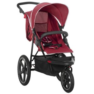 HOMCOM Foldable Tri-Wheeler Pushchair with Sun Canopy and Storage Basket, Lightweight and Compact, Red