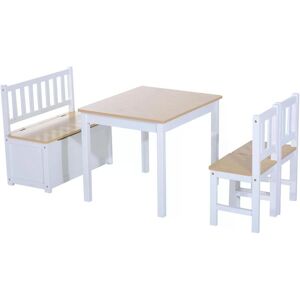 HOMCOM Pine Wood Kids 4 Pc Furniture Set-Oak/White