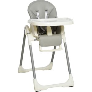 HOMCOM Convertible High Chair for Babies, Foldable to Toddler Chair with Adjustable Height and Removable Tray, Grey