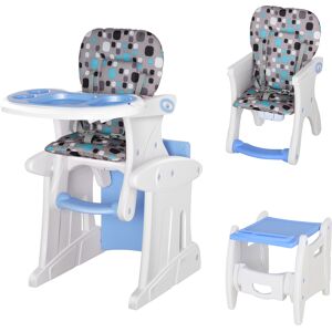 HOMCOM 3-in-1 Convertible Baby Booster High Chair, Sturdy HDPE, Easy-to-Clean Design, Space-Saving, Blue