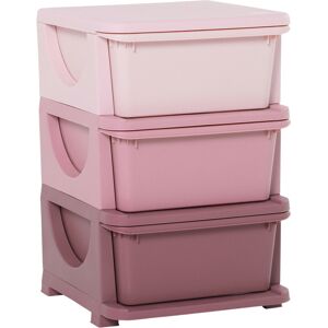 HOMCOM Kids Storage Units with Drawers 3 Tier Chest Vertical Dresser Tower Toy Organizer for  Nursery Playroom Kindergarten Pink