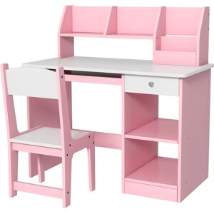 ZONEKIZ Two-Piece Kids Desk and Chair Set with Storage, for Ages 5-8 Years - Pink