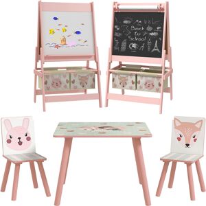 ZONEKIZ Multi-Activity Kids Table and Chair Set with Easel, Paper Roll, and Storage, Children's Furniture, Pink Aosom UK ZONEKIZ Multi-Activity Kids Table and Chair Set with Easel, Paper Roll, and Storage, Children's Furniture, Pink Aosom UK