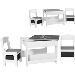 HOMCOM 3PCs Kids Table and Chair Set with Blackboard, Storage, Bookshelves, Grey Aosom UK HOMCOM 3PCs Kids Table and Chair Set with Blackboard, Storage, Bookshelves, Grey Aosom UK