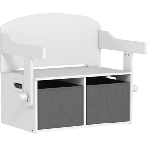 AIYAPLAY 3 in 1 Kids Storage Bench, Convertible Children Table and Chair Set with 2 Fabric Bins, Toy Storage Box, White AIYAPLAY 3 in 1 Kids Storage Bench, Convertible Children Table and Chair Set with 2 Fabric Bins, Toy Storage Box, White