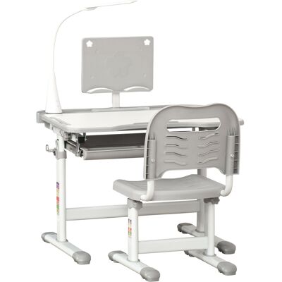 HOMCOM Children's Study Desk Set: USB Lamp, Storage Drawer, Activity Table for Arts & Crafts, Grey & White Aosom UK HOMCOM Children's Study Desk Set: USB Lamp, Storage Drawer, Activity Table for Arts & Crafts, Grey & White Aosom UK