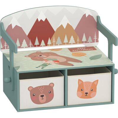 AIYAPLAY Kids Table and Chair Set, 3 in 1 Wooden Toy Box with 2 Fabric Drawers for Bedroom, Playroom, Gift for Boys Girls, Green AIYAPLAY Kids Table and Chair Set, 3 in 1 Wooden Toy Box with 2 Fabric Drawers for Bedroom, Playroom, Gift for Boys Girls, Green