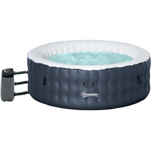 Outsunny Round Hot Tub Inflatable Spa Outdoor Bubble Spa Pool with Pump, Cover, Filter Cartridges, 4 Person, Dark Blue