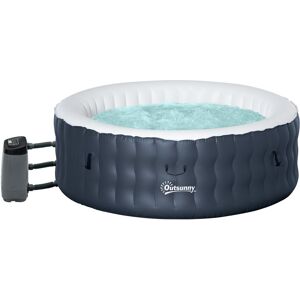 Outsunny Round Hot Tub Inflatable Spa Outdoor Bubble Spa Pool with Pump, Cover, Filter Cartridges, 4-6 Person, Dark Blue