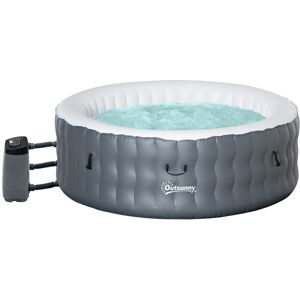 Outsunny Round Hot Tub Inflatable Spa Outdoor Bubble Spa Pool with Pump, Cover, Filter Cartridges, 4-6 Person, Grey