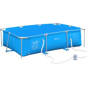 Steel Frame Pool with Filter Pump and Filter Cartridge Rust and Reinforced Sidewalls Resistant Above Ground Pool Blue 315 x 225 x 75cm by Outsunny