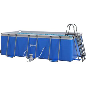 Outsunny 207 x 400cm Five-Person Above Ground Swimming Pool, with Ladder - Blue