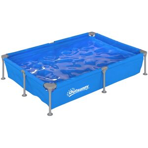 Outsunny Metal Frame Swimming Pool, Rectangular Above Ground Frame Pool with Repair Patch, 229 x 160 x 43 cm, Blue Outsunny Metal Frame Swimming Pool, Rectangular Above Ground Frame Pool with Repair Patch, 229 x 160 x 43 cm, Blue