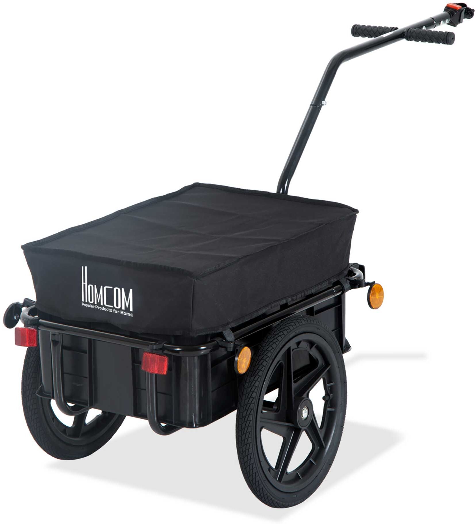 HOMCOM Bicycle Trailer Cargo Jogger Luggage Storage Stroller with Towing Bar - Black